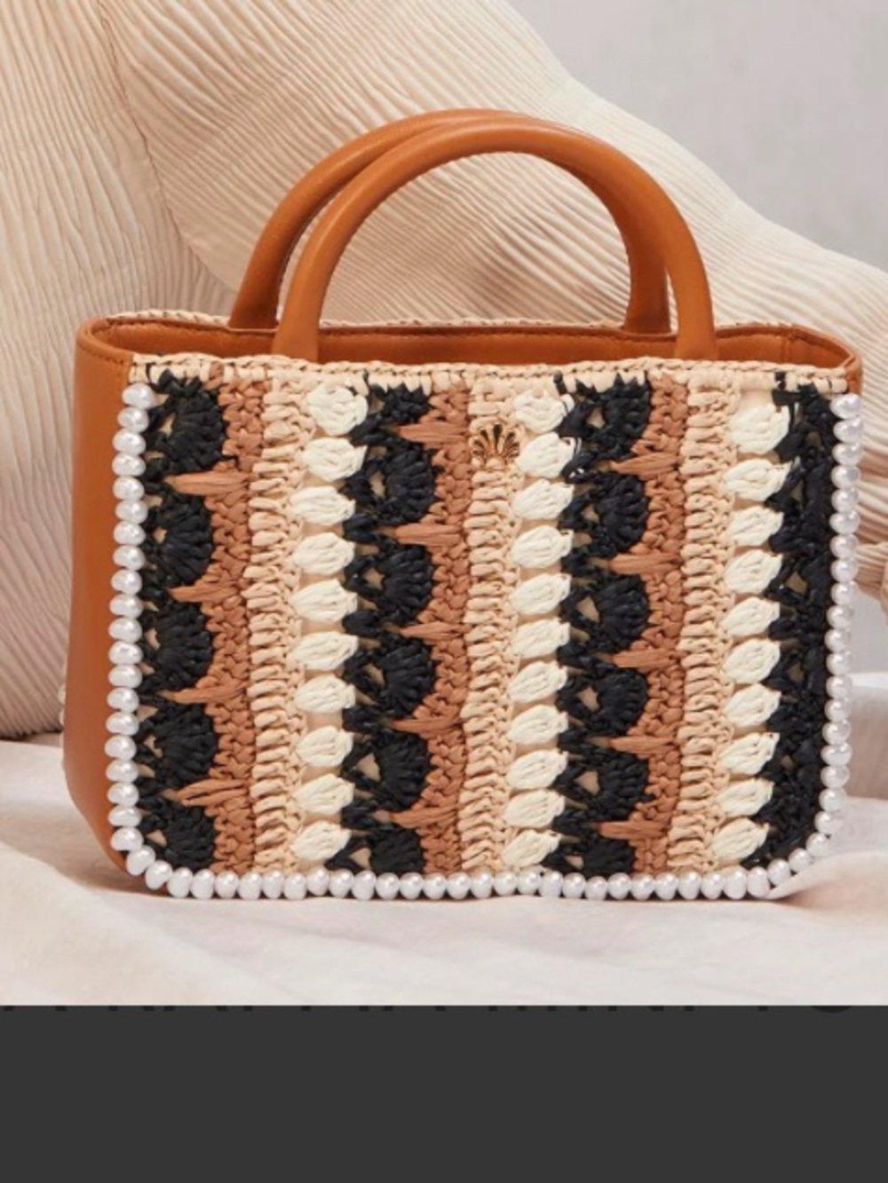 Lele Sadoughi Neutral Night Maya Raffia Mini Tote